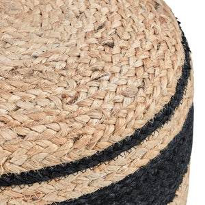 Faro Jute Pouf with Black Contrast Stitching