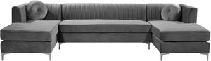 Wendell 3pc. Sectional In Grey Velvet