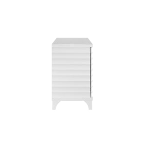 FOUR DOOR BUFFET WITH HORIZONTAL FLUTED DETAIL IN MATTE WHITE LACQUER