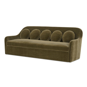 Moe's Rialto Sofa in Dark Green Faux Mohair