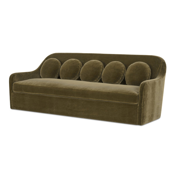 Moe's Rialto Sofa in Dark Green Faux Mohair