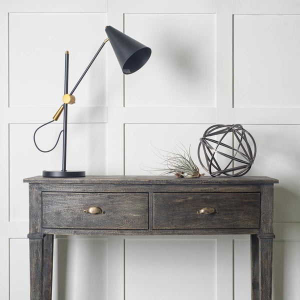 Fragon II(26"H) Black/Gold Metal Adjustable Cone Shade Table Lamp