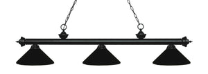 Riviera 3 Light Billiard Light in Matte Black Finish