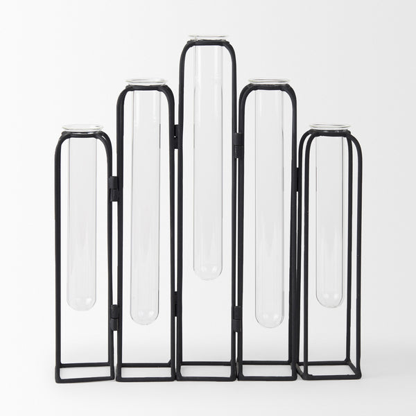Mila 13.4L x 2.5W x 11.0H Metal and Glass Decorative Accent