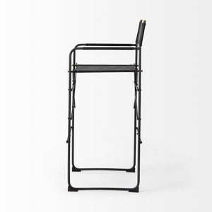 Direttore 19.3L x 19.3W x 44.1H Black Leather Seat W/Black Iron Frame Bar Stool