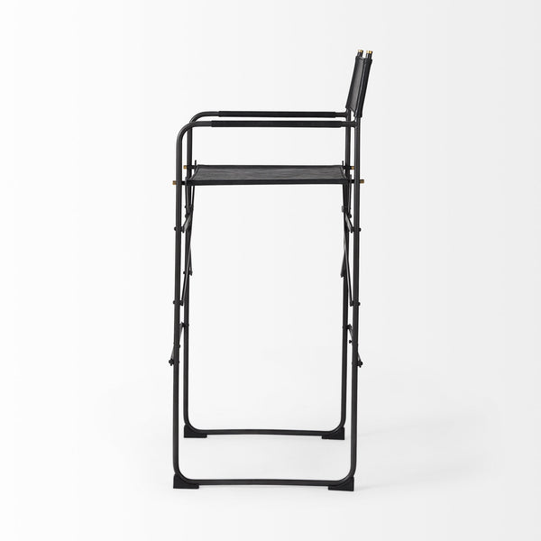 Direttore 19.3L x 19.3W x 44.1H Black Leather Seat W/Black Iron Frame Bar Stool