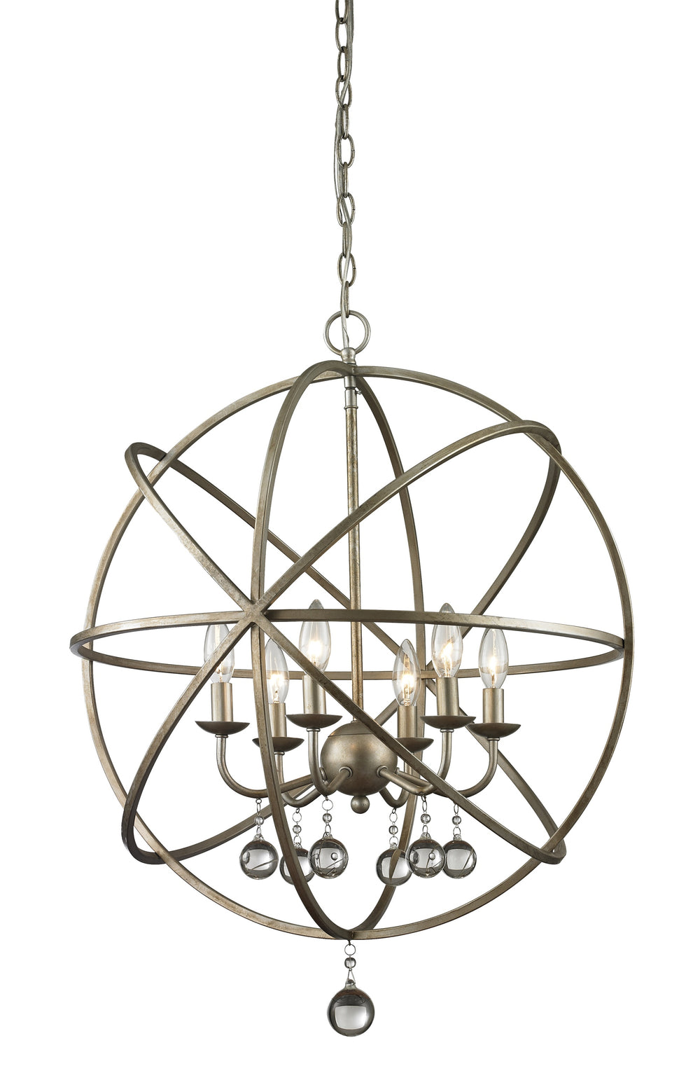 Acadia 6 Light Pendant in Antique Silver Finish