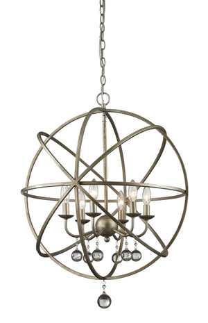 Acadia 6 Light Pendant in Antique Silver Finish