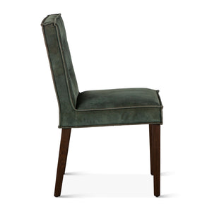 Madison Side Chair Green Velvet, Weathered Teak Legs