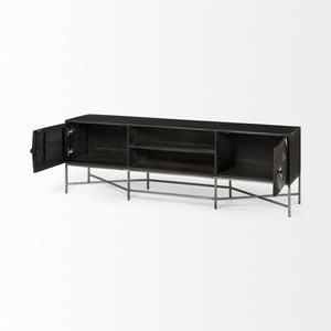 Hogarth I Dark Brown Solid Wood TV Stand Media Console with Storage, TV up to 81"