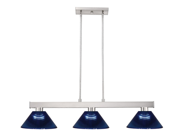 Cobalt 3 Light Billiard Light in Brushed Nickel Finish