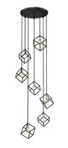 Vertical 7 Light Pendant in Matte Black + Brushed Nickel Finish