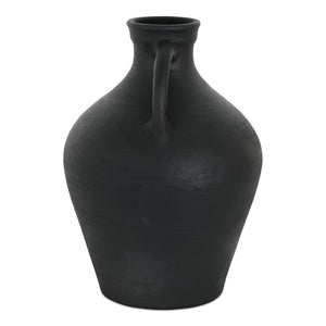 Lyra Black Terracotta Vase with Handle