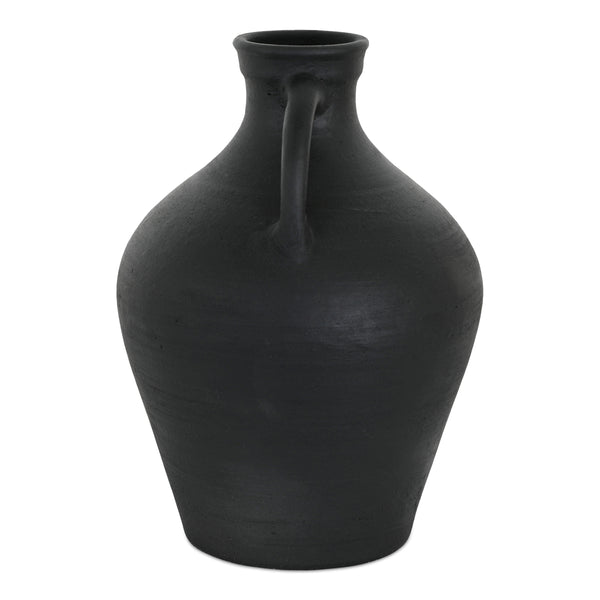 Lyra Black Terracotta Vase with Handle