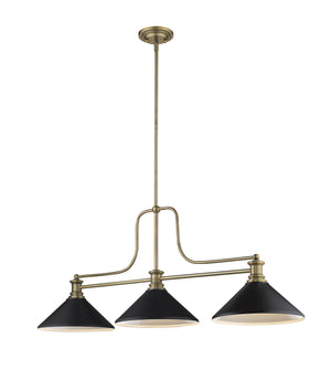 Melange 3 Light Chandelier in Heritage Brass Finish