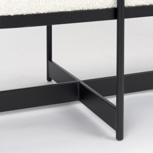 Amelia 55.0L x 18.0W x 18.0H Cream Boucle W/Black Metal Upholstered Bench