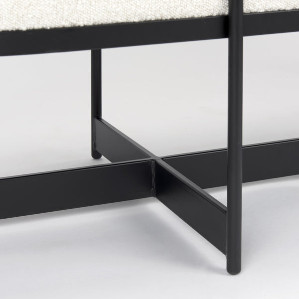 Amelia 55.0L x 18.0W x 18.0H Cream Boucle W/Black Metal Upholstered Bench