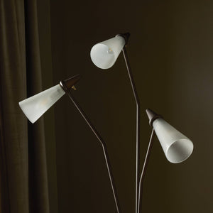 Ludwig Floor Lamp In Rust And Frosted Glass And Clear Cord