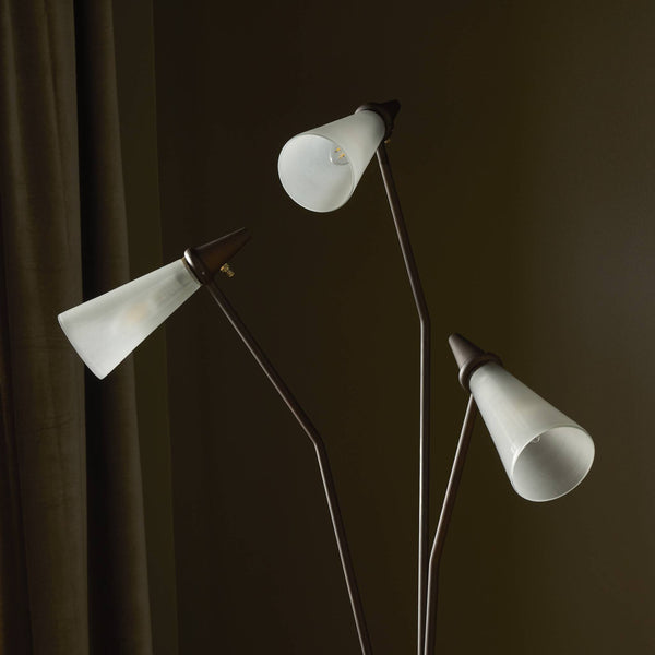 Ludwig Floor Lamp In Rust And Frosted Glass And Clear Cord