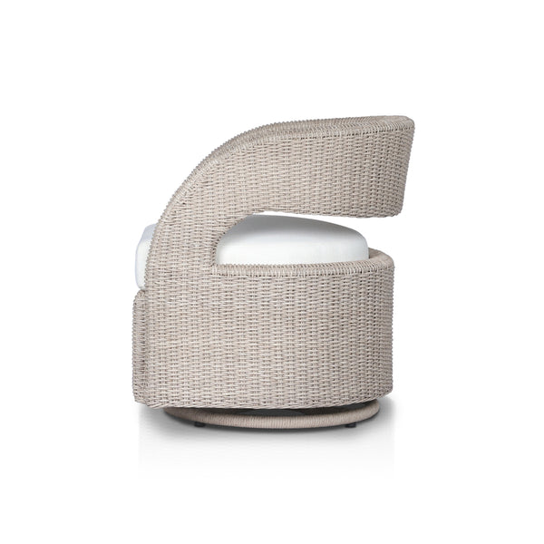 Hawkins Outdoor Swivel Chair in Vintage White