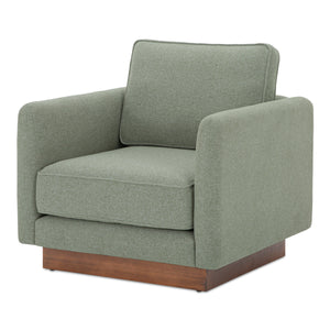 Moe's Vernon Accent Chair in Sage with Plinth Base