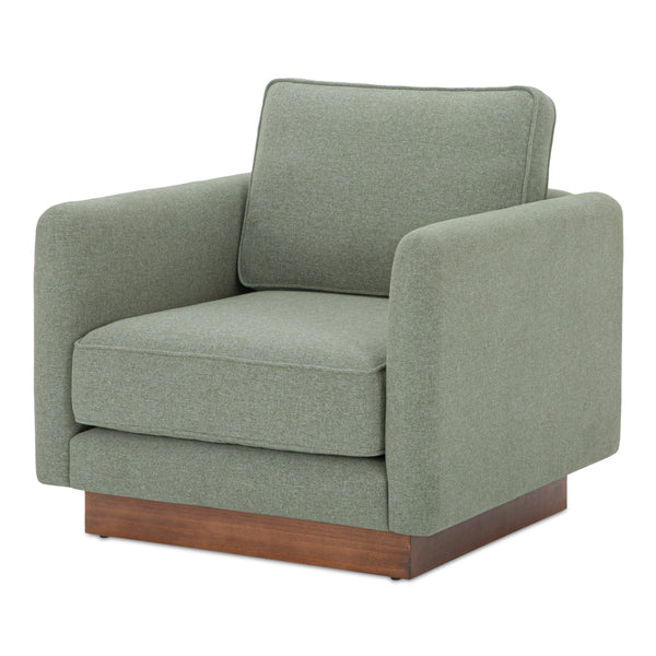 Moe's Vernon Accent Chair in Sage with Plinth Base