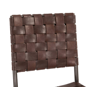 Copenhagen 17" Buffalo Leather and Iron Bar Chair, Brown