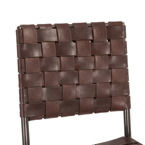 Copenhagen 17" Buffalo Leather and Iron Bar Chair, Brown