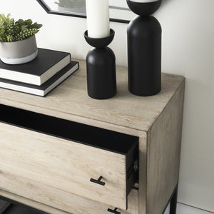 Ciara 32L x 16W Beige Fir Veneer 2 Drawer Accent Cabinet