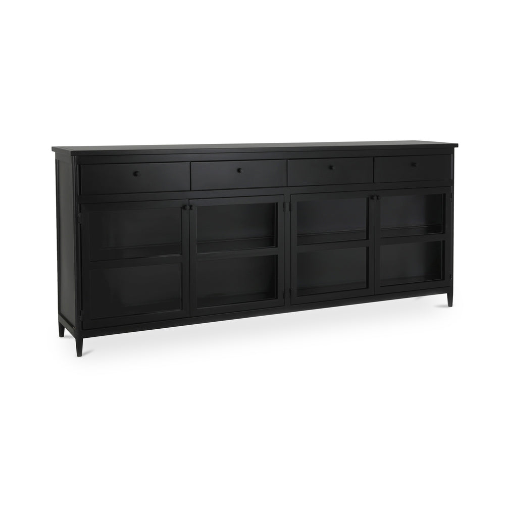 Moe's Henry Metal Sideboard Black with Glass Doors
