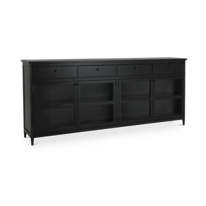 Moe's Henry Metal Sideboard Black with Glass Doors