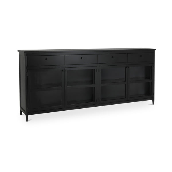 Moe's Henry Metal Sideboard Black with Glass Doors