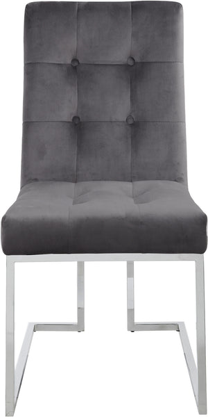 Sara Dining Chair In Grey Velvet