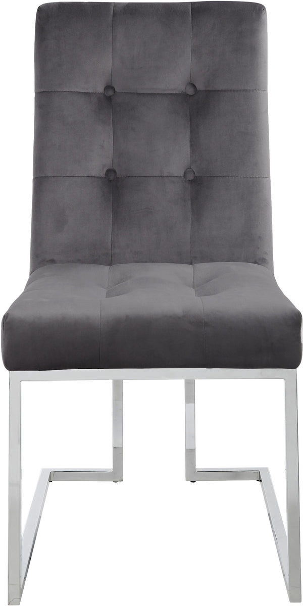Sara Dining Chair In Grey Velvet