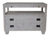 Mahogany and Veneer 2-Drawer Side Table with Brass Pulls, White Wash Finish