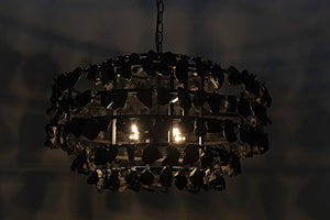 Vulcan Chandelier, Black Steel with Black Glass