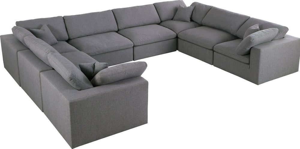 Carmen Cloud Modular Sectional In Grey Linen Fabric
