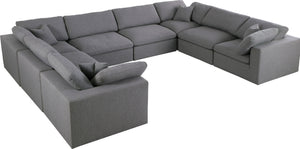 Carmen Cloud Modular Sectional In Grey Linen Fabric