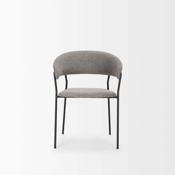 Carolyn Dining Chair w/ Gray Fabric & Matte Black Metal