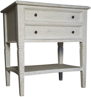 Oxford 2-Drawer Side Table, White Wash
