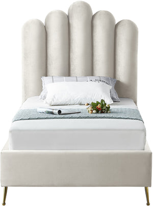 Anita Twin Bed In Cream Velvet