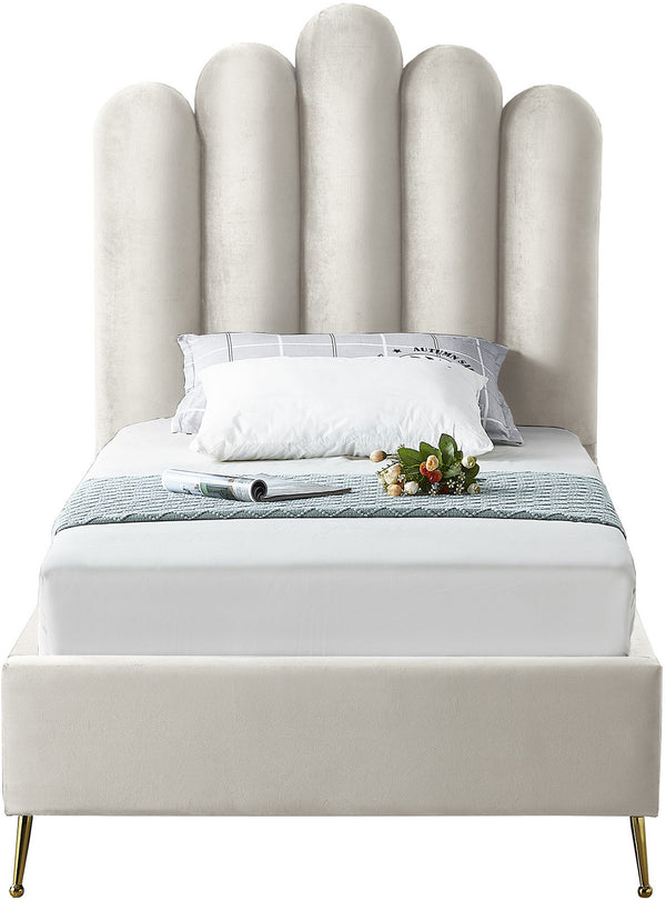 Anita Twin Bed In Cream Velvet