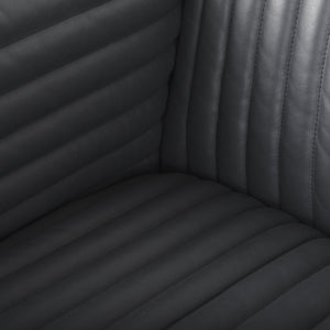 Ricciardo Black Leather Wrapped Three Seater Sofa 82.5L x 38.5W x 26.5H