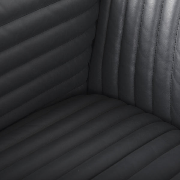 Ricciardo Black Leather Wrapped Three Seater Sofa 82.5L x 38.5W x 26.5H