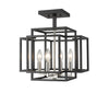 Titania 4 Light Semi Flush Mount in Black + Brushed Nickel Finish