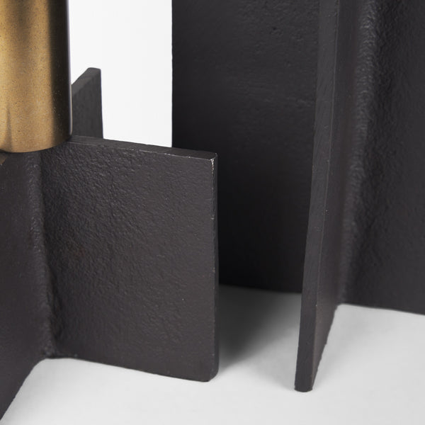 Pia Matte Black w/ Brushed Gold Metal Taper Candleholder (Set of 2)