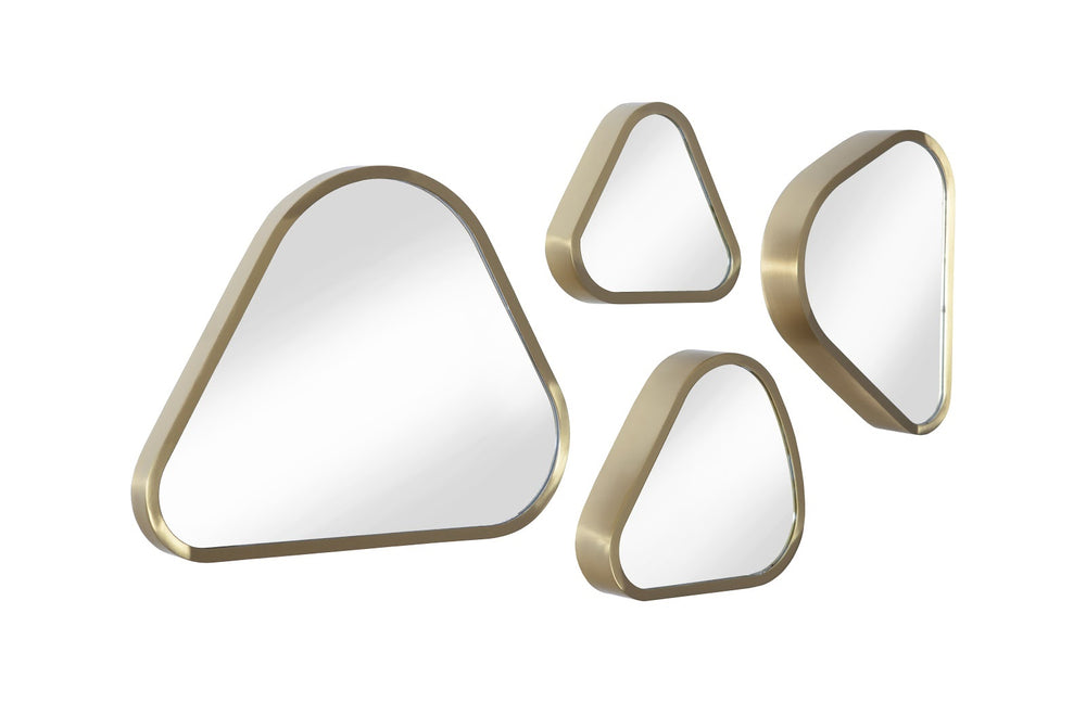 Pebble Mirrors, Set of 4, Brushed Brass