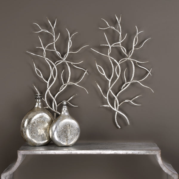 Silver Branches Metal Wall Decor