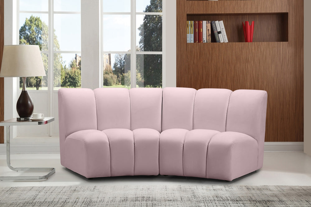 Lynda 2pc. Modular Sectional In Pink Velvet