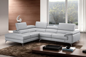 Toni Premium Leather Sectional In Left Facing Chaise